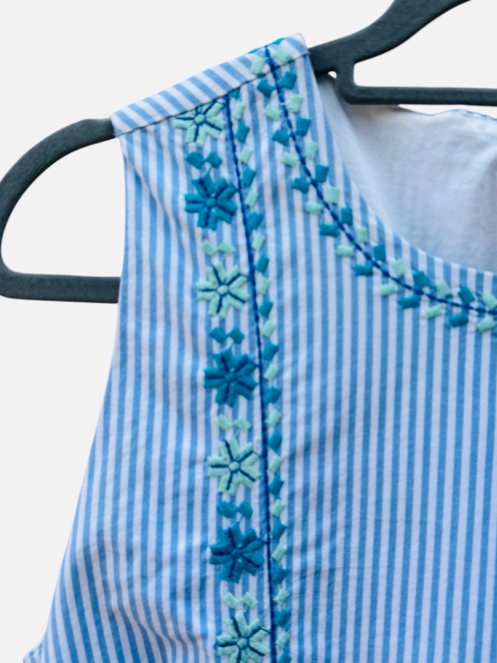 Vineyard Vines Size 8 Pop Embroidered Blue Multi Floral Stripe Mini Sheath Dress - Picture 6 of 10